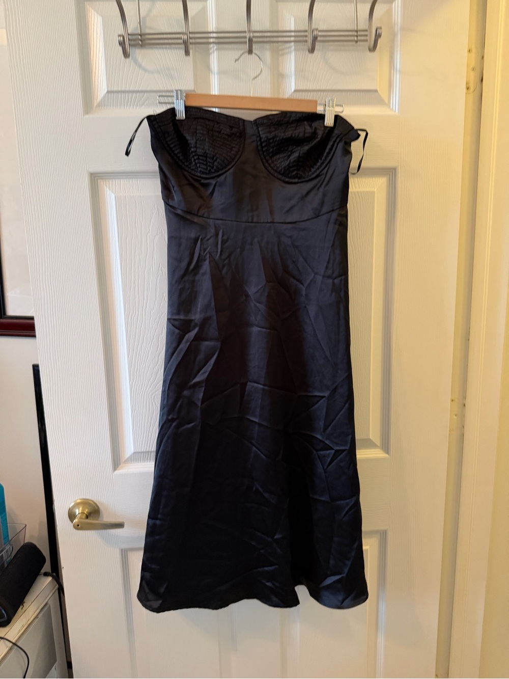 Forever 21 Black Strapless Midi Satin Dress